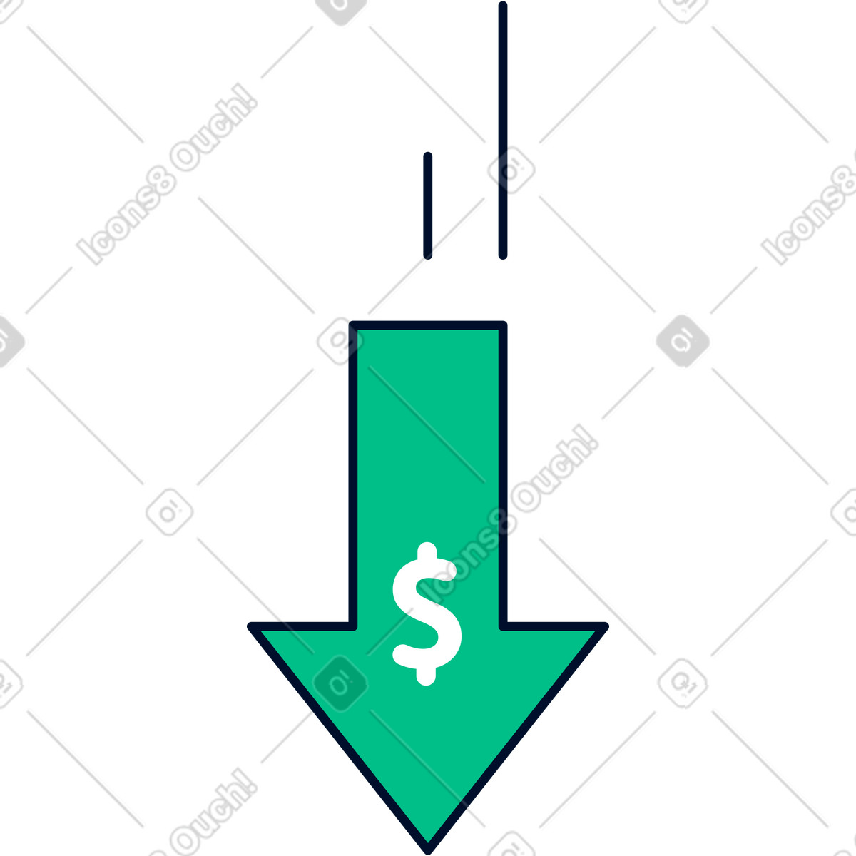 Illustration Flèche signe dollar dans le style Teal à télécharger aux formats PNG, SVG