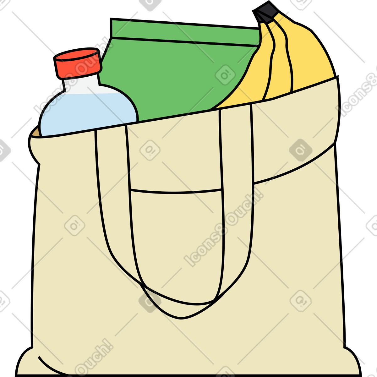 Grocery shopper illustration in Kindy style download in PNG, SVG