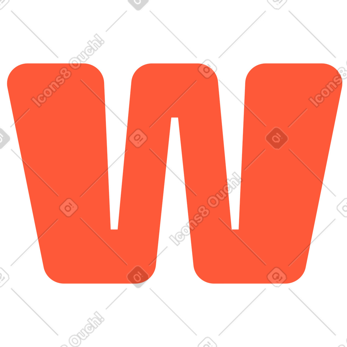 Ilustración Letra w en estilo Beam a descargar en PNG y SVG