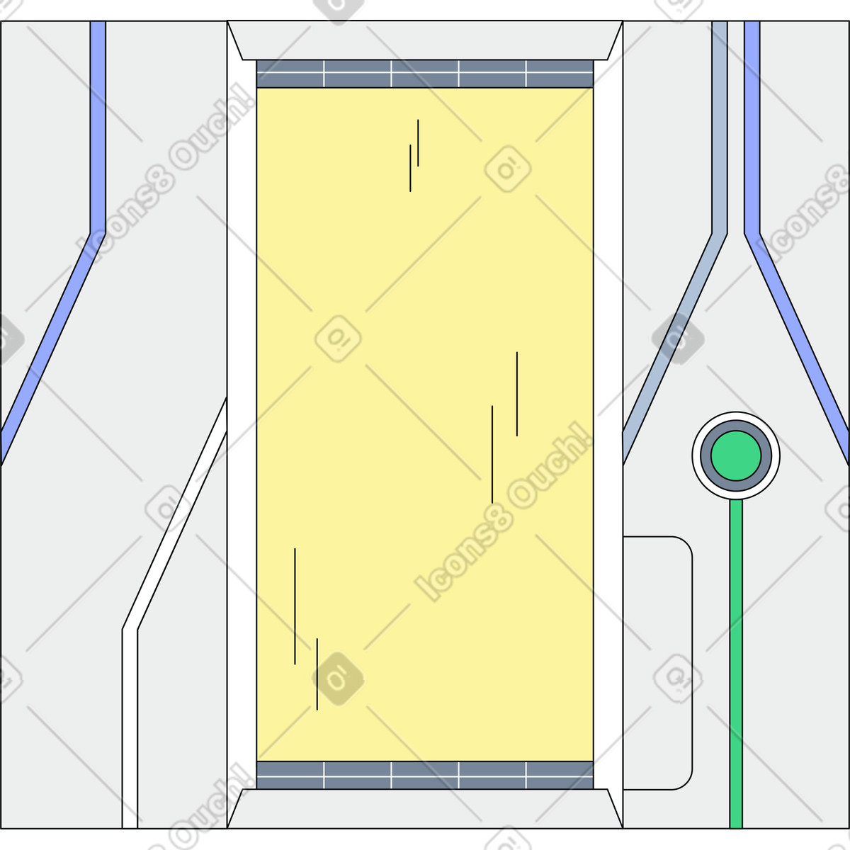 Futuristic elevator door illustration in Teko style download in PNG, SVG