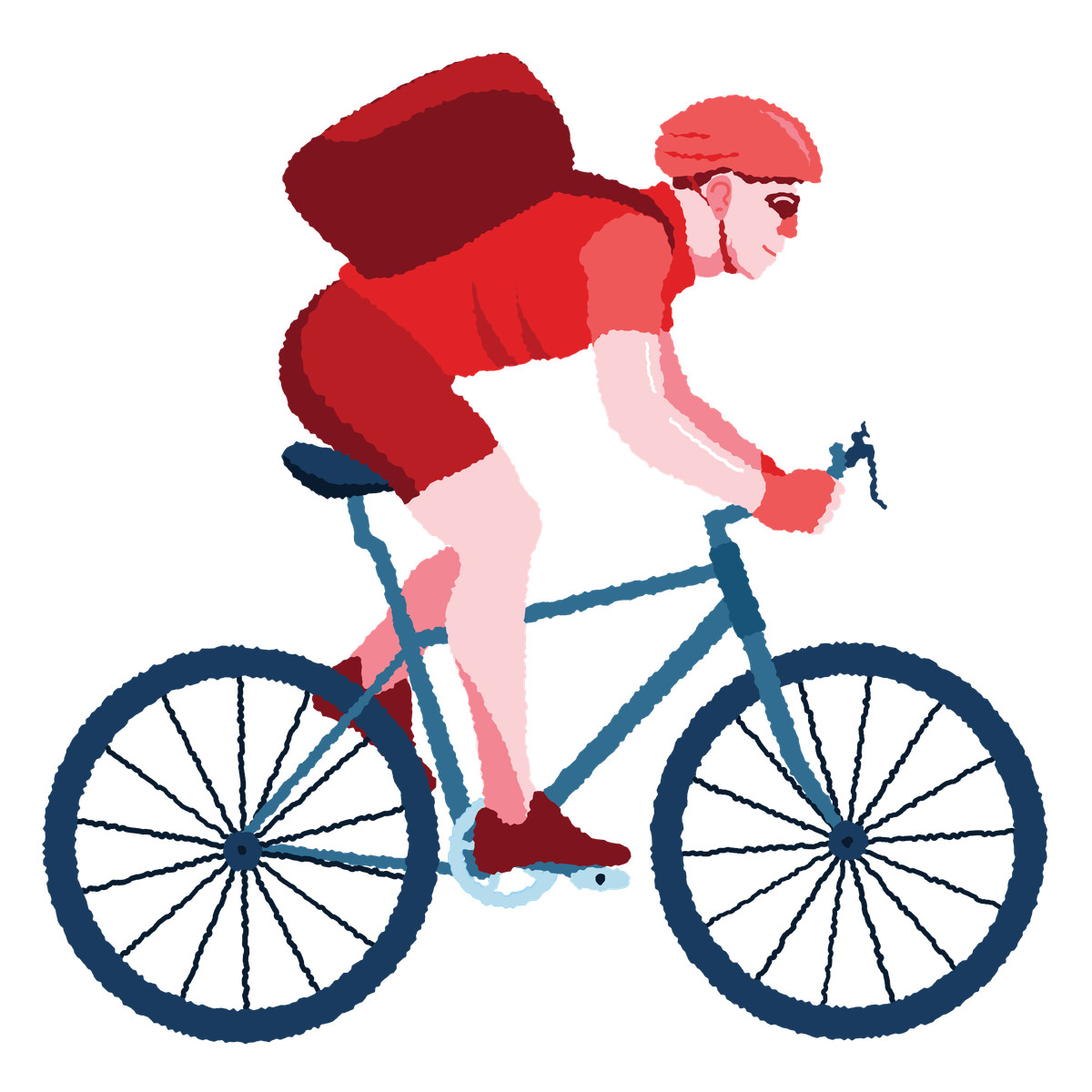 Delivery man riding a bicycle illustration in PNG, SVG