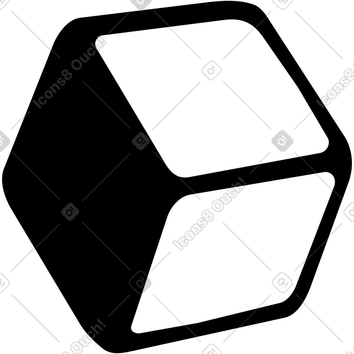 Simple cube geometric shape illustration in Line style download in PNG, SVG