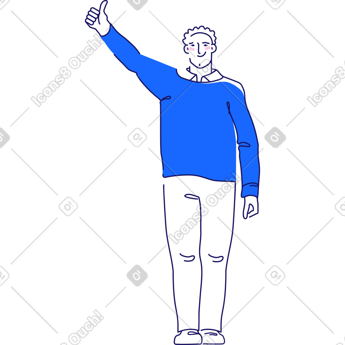Ilustración Hombre mostrando pulgares arriba en estilo Matey a descargar en PNG y SVG
