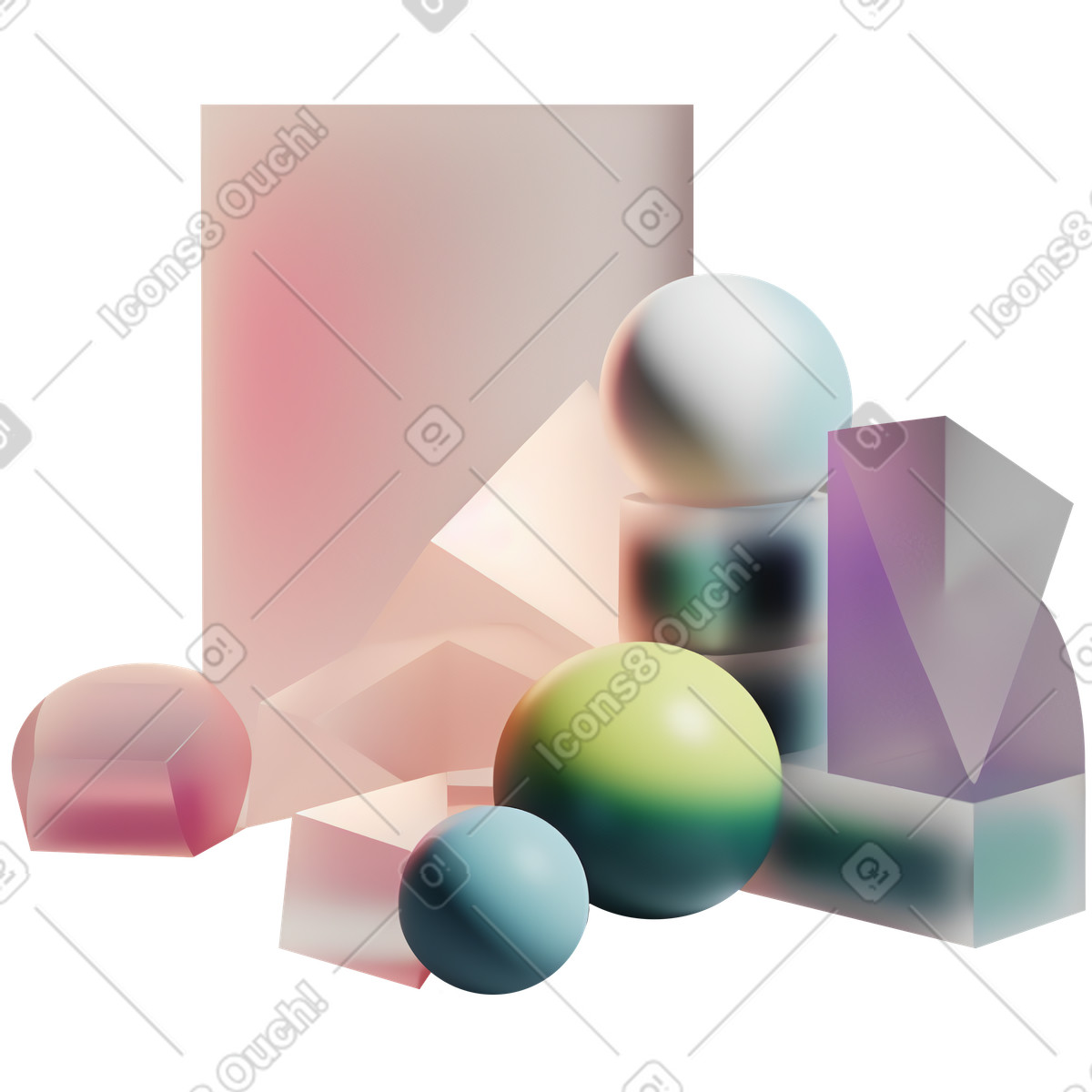 Ilustração de Composição abstrata com objetos coloridos em no estilo 3D Construction para baixar em PNG, SVG