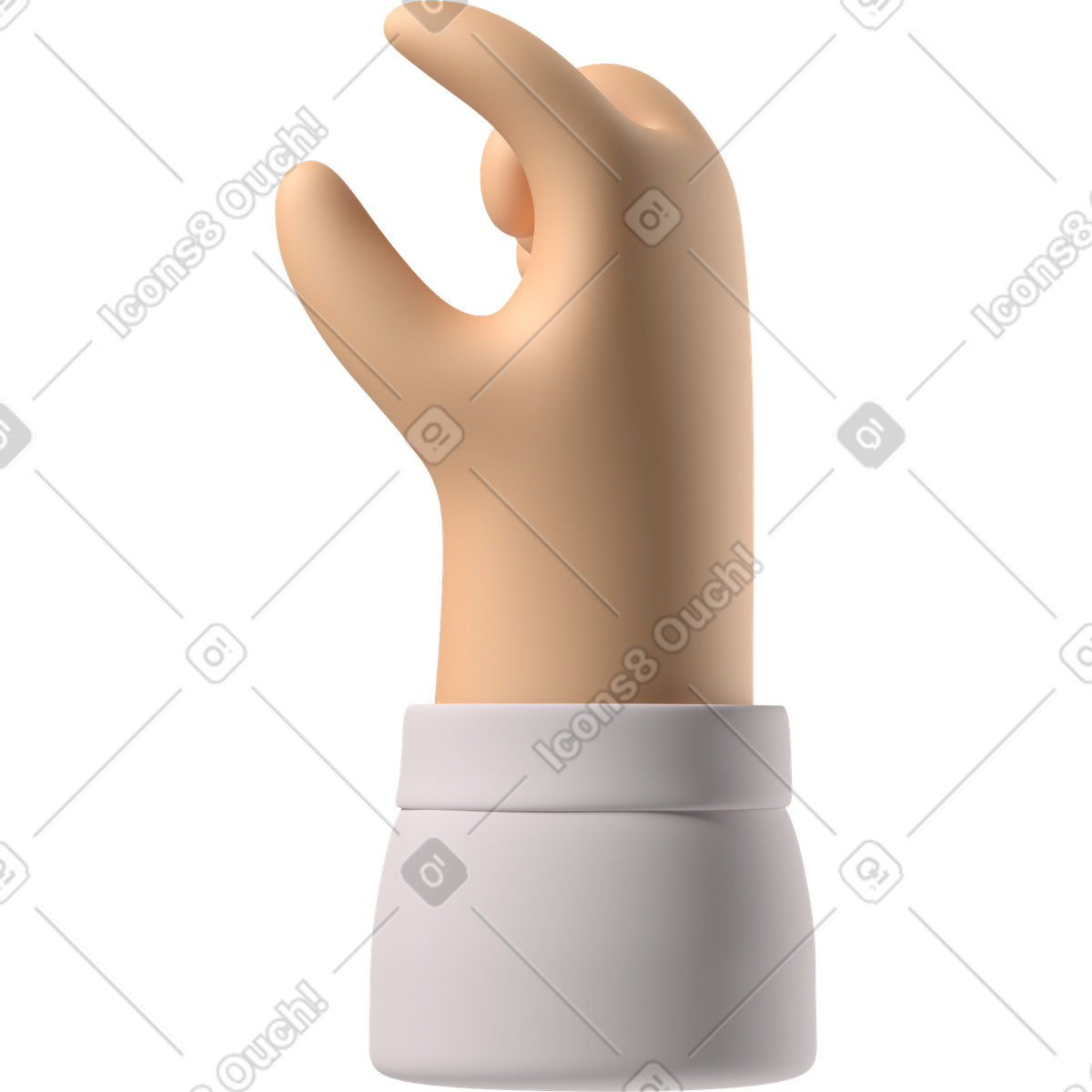 下载 3D Hands Fun&Wild 风格的 白皮捏手 插画，支持 PNG、SVG 格式