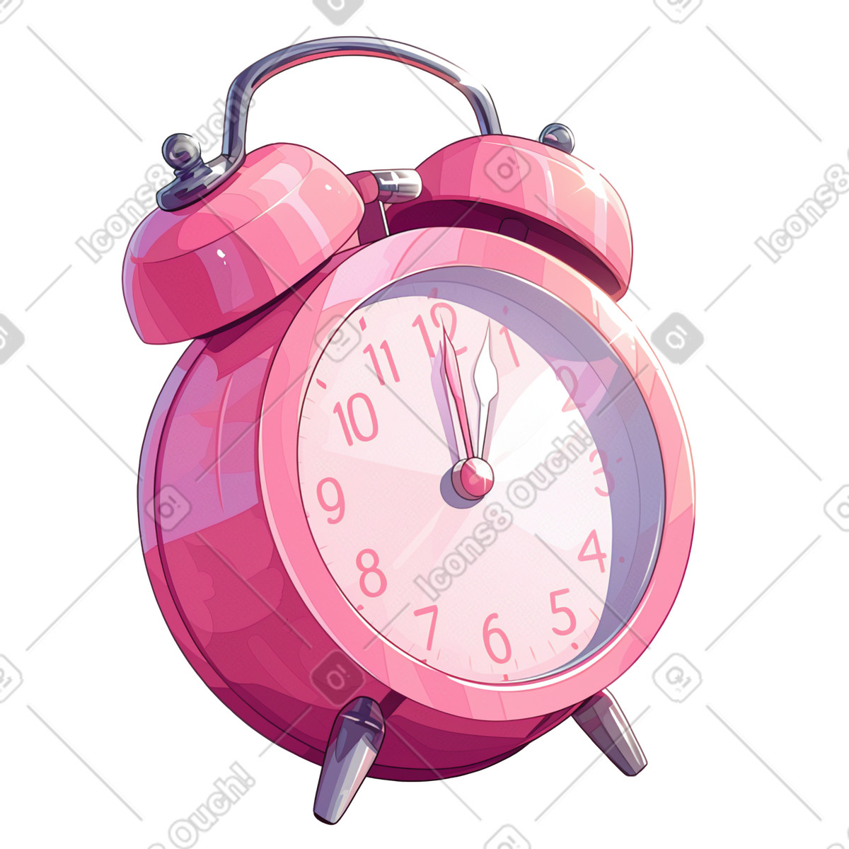 Alarm clock illustration in Glazy style download in PNG, SVG