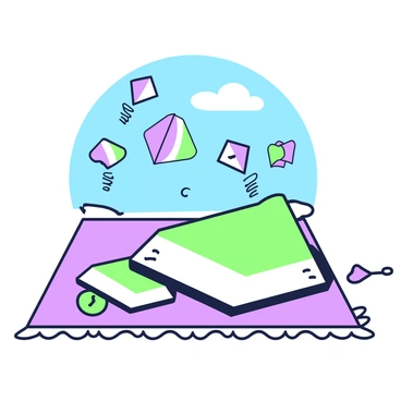 A beach towel is spread out on the sand, showcasing a lively scene of kites flying high in the sky. The kites come in various shapes and sizes, with distinct patterns of stripes and dots. Some kites are shaped like animals, while others are simple geometric forms. In the background, there are a few fluffy white clouds scattered across the sky. The vibrant colors of the kites contrast sharply with the clear blue sky, creating a sense of activity and joy. The edge of the towel is adorned with a thin border, adding a decorative touch to the overall design.