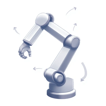 A robotic arm with parts labeled, illustrating its function and movement