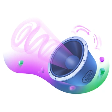 A modern pastel illustration showcasing a large, powerful subwoofer emitting deep bass sound waves. The sound waves are depicted as visible, undulating lines radiating outward from the subwoofer, creating a sense of movement in the air. The background is filled with soft pastel colors blending harmoniously, while the subwoofer is detailed with sleek, modern lines and grilles. Small vibrations are illustrated around the edges of the sound waves, emphasizing the intensity of the bass being produced.