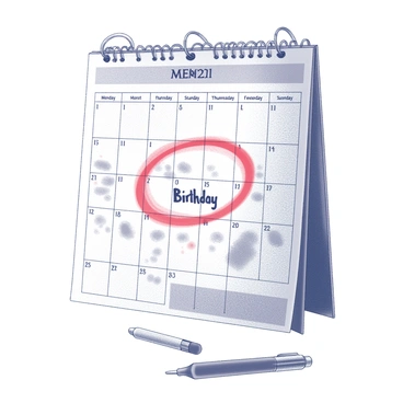 A calendar marked with a birthday that was missed