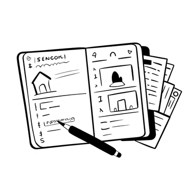 An open planner showing a budget plan with illustrations and prices per page