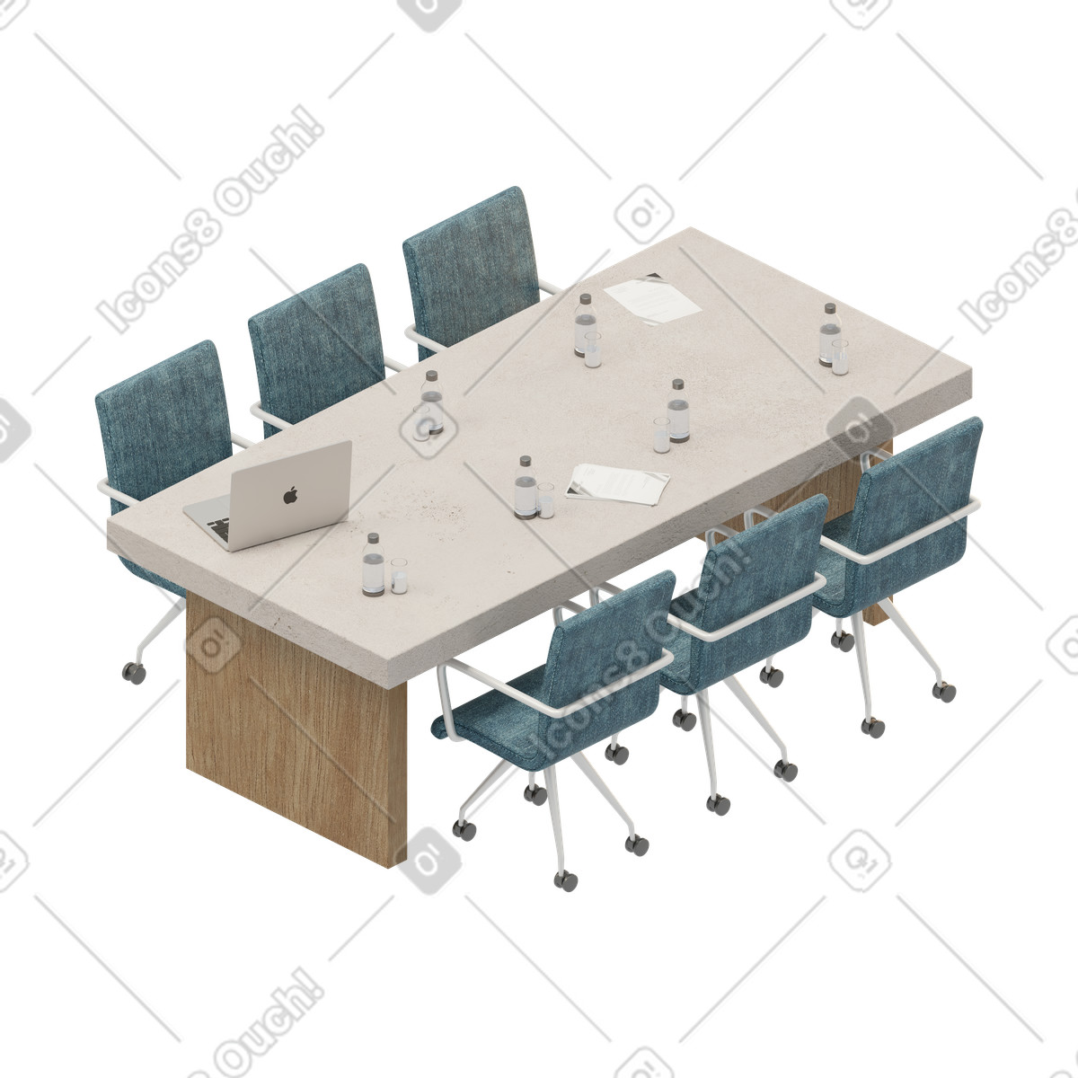 Isometric conference table illustration in 3D Rooms style download in PNG, SVG