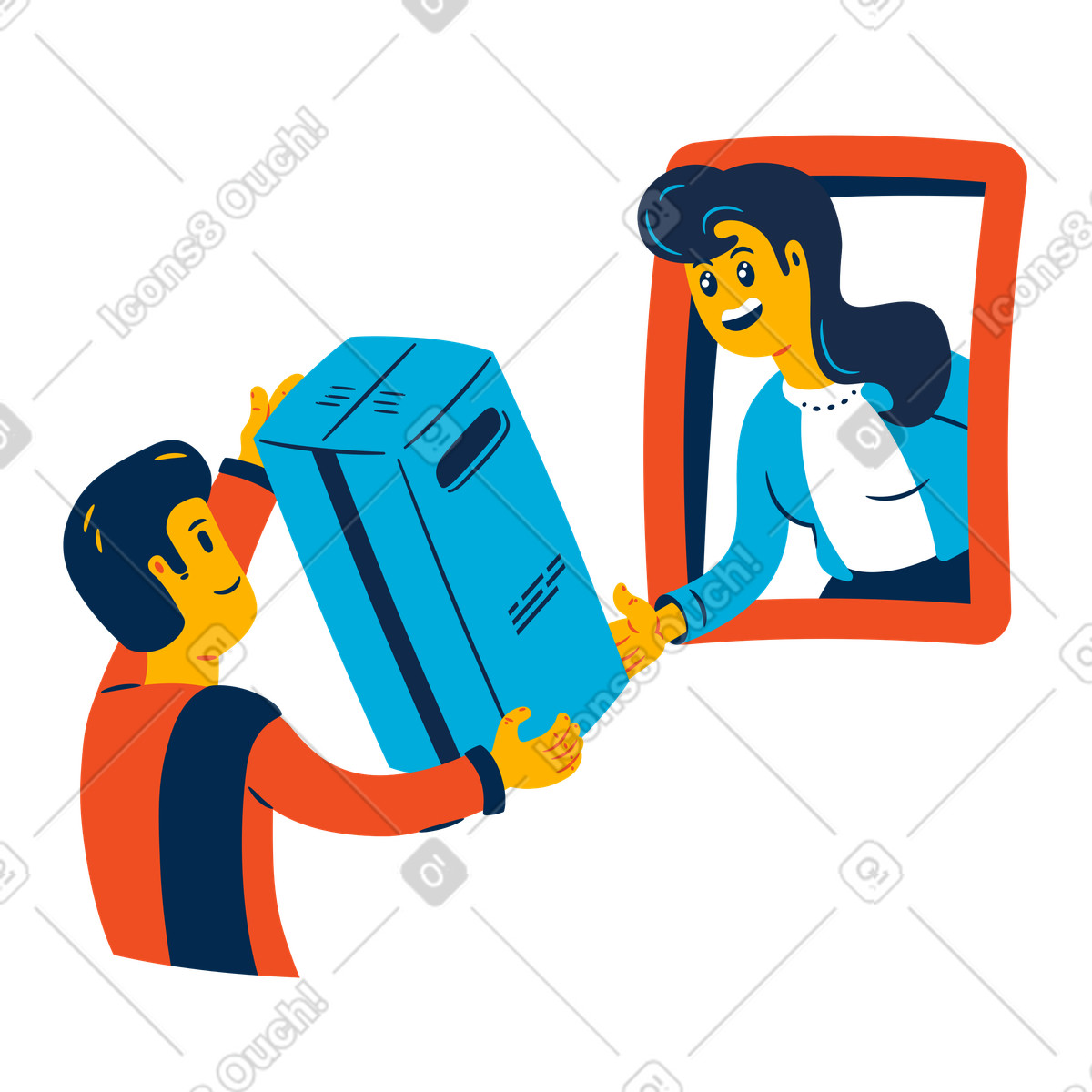 Illustration Homme recevant un colis avec livraison express dans le style Flame à télécharger aux formats PNG, SVG