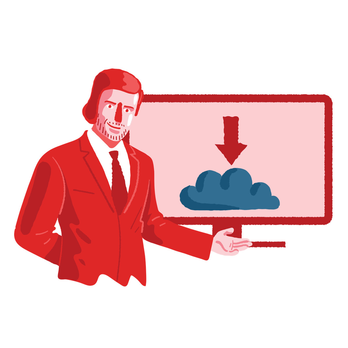 Cherry 스타일의 Business professional presenting cloud download, file management and computing 일러스트레이션 PNG, SVG 다운로드