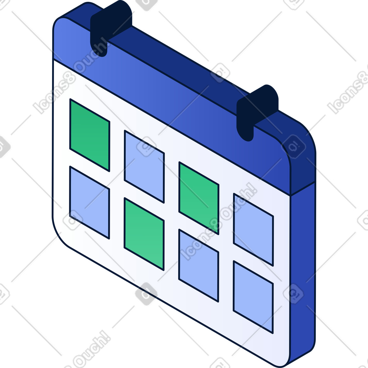 Illustration Symbole isométrique du calendrier dans le style Neat à télécharger aux formats PNG, SVG