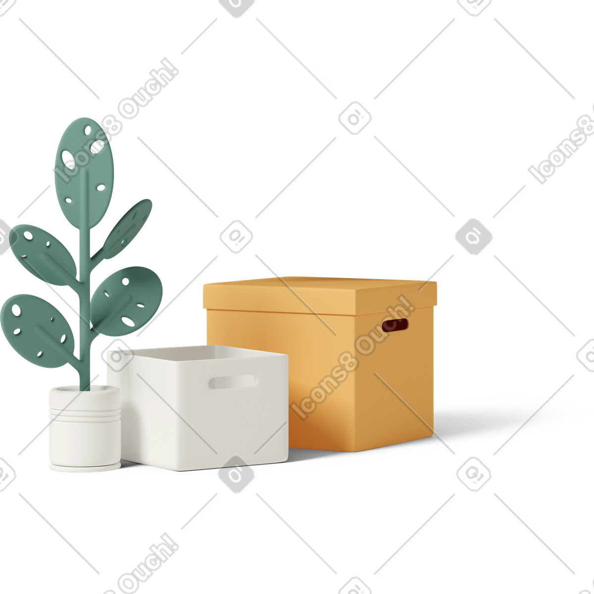 Иллюстрация Moving boxes with plant в стиле 3D Casual life — скачать в форматах PNG, SVG
