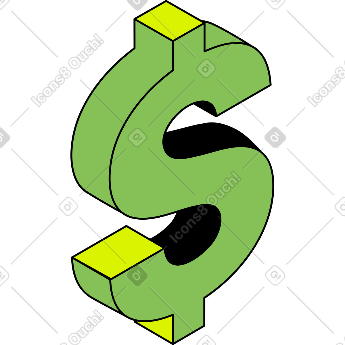 Dollarzeichen-Illustration im Isometric-Stil als Download in PNG, SVG