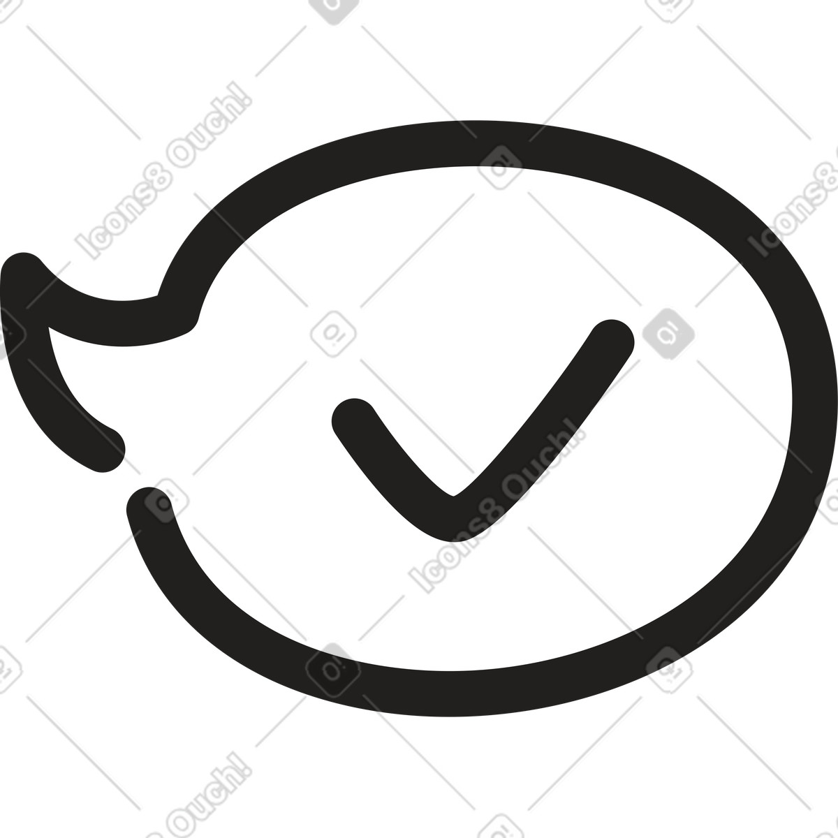 Little スタイルの チェックマーク付き吹き出し のイラストをPNG、SVG形式でダウンロード