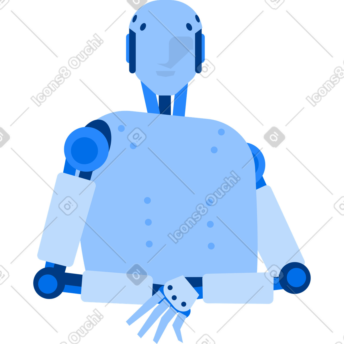 Android robot is sitting at table illustration in Urban style download in PNG, SVG
