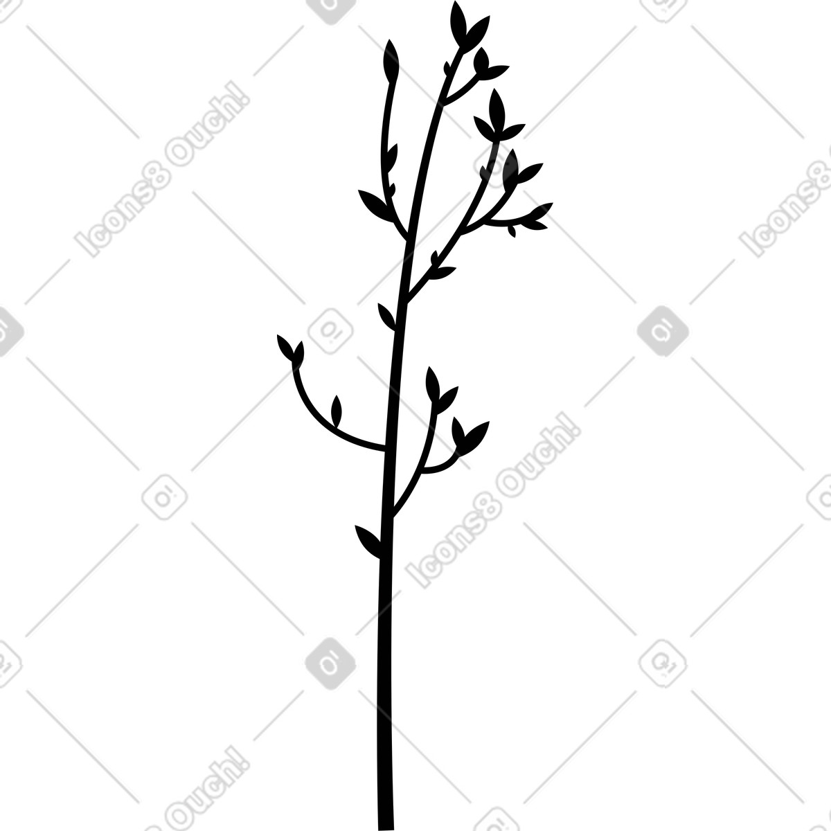 Tree illustration in Burgundy style download in PNG, SVG