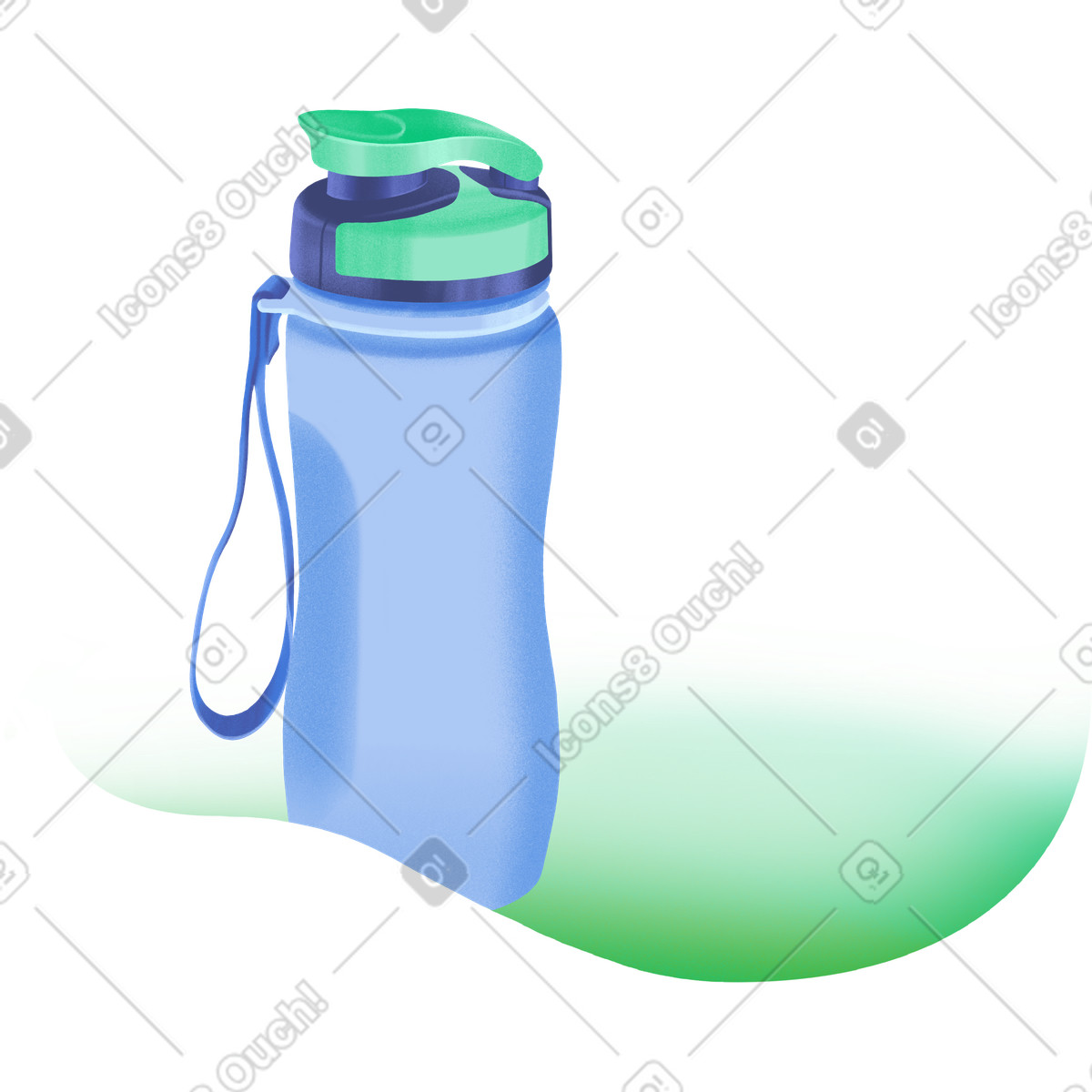 Sports water bottle on green background illustration in Smart style download in PNG, SVG