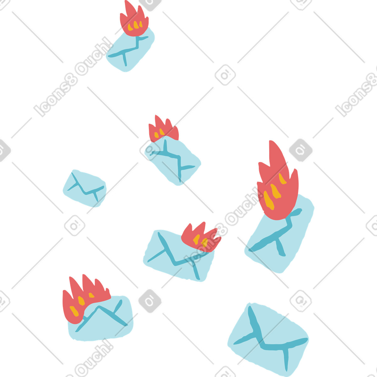 Brennende briefe-Illustration im Flamenco-Stil als Download in PNG, SVG