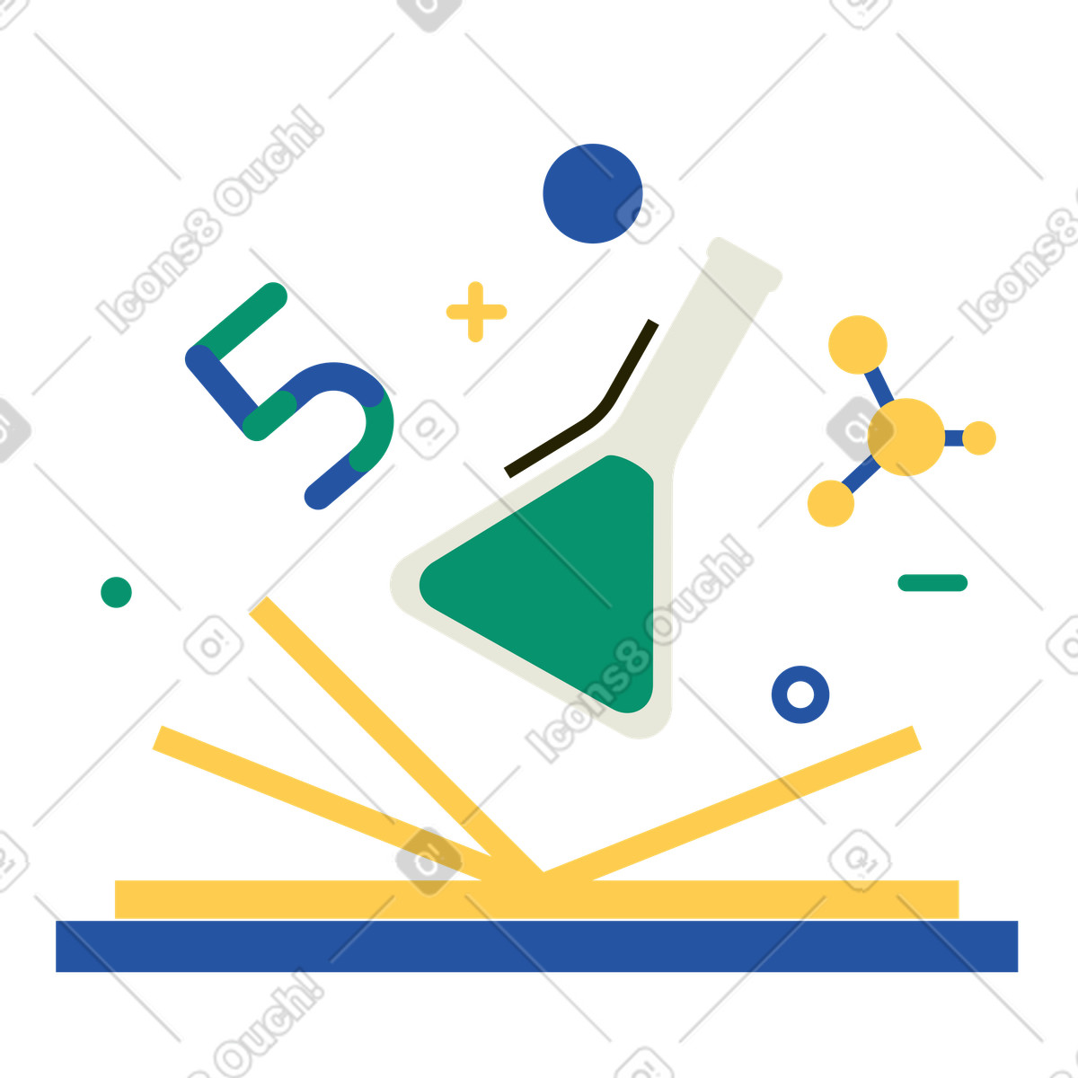 Turning pages of chemistry textbook illustration in Spot style download in PNG, SVG