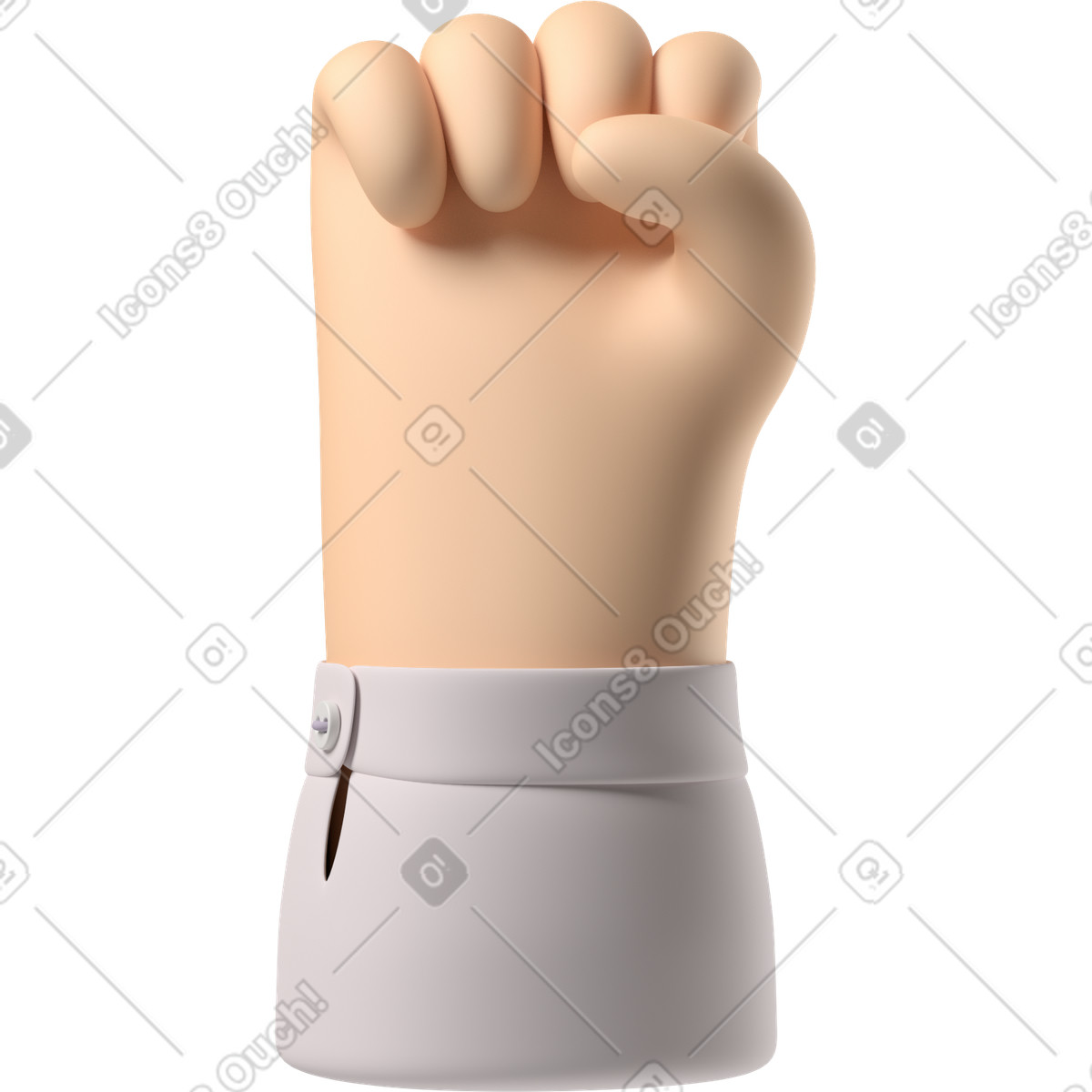 Ilustración Puño de piel pálida mano levantada en estilo 3D Hands Fun&Wild a descargar en PNG y SVG