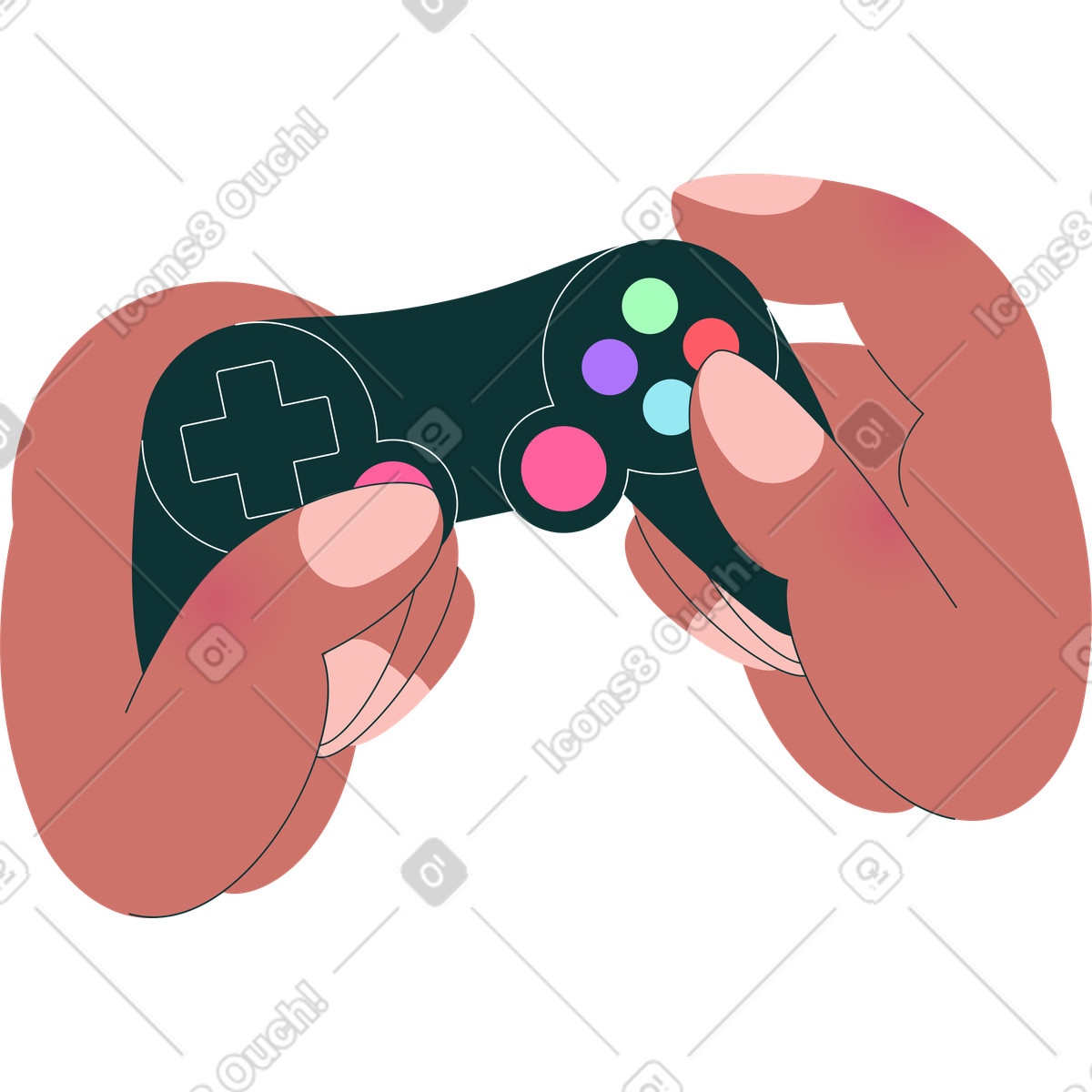 Mani e controller di gioco illustrazione in stile Florid scarica in PNG, SVG