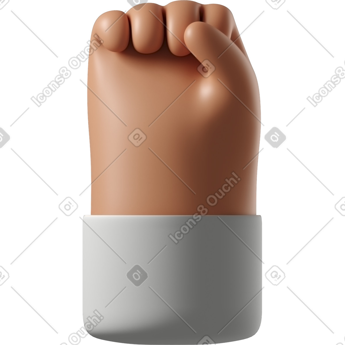 Ilustración Puño levantado de una mano piel bronceada en estilo 3D Hands Fun&Wild a descargar en PNG y SVG