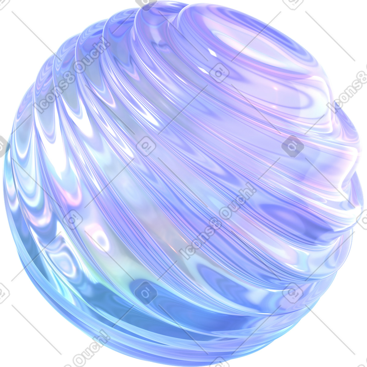 Illustration animée Sphère liquide nervurée abstraite dans le style 3D Glassy à télécharger aux formats GIF, Lottie (JSON), AE