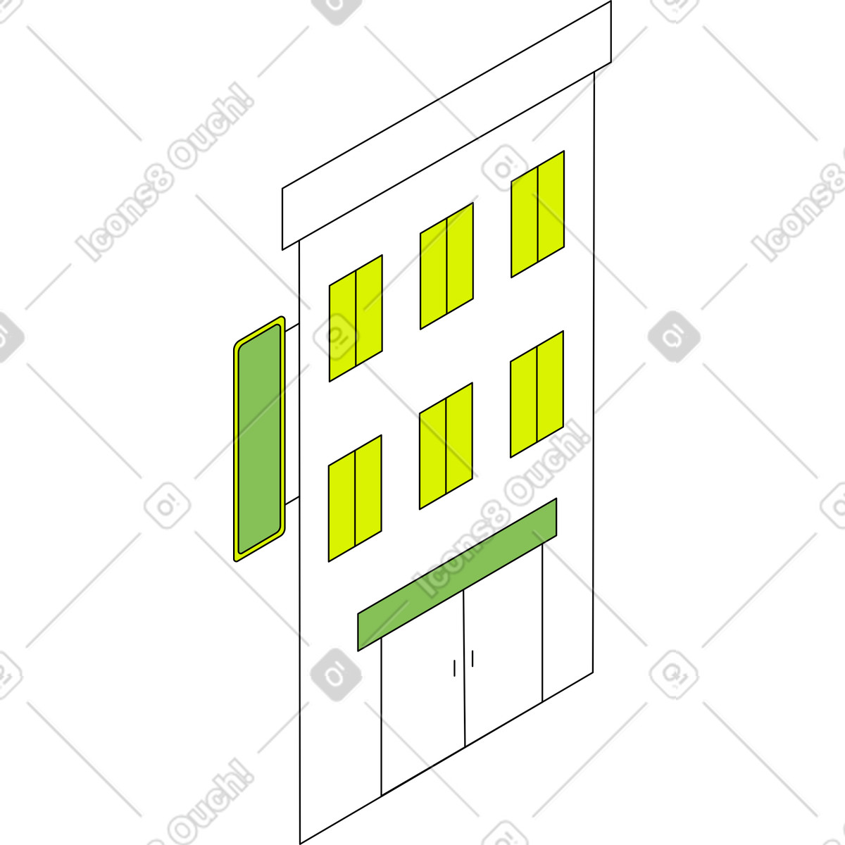 Isometric スタイルの ホテル のイラストをPNG、SVG形式でダウンロード