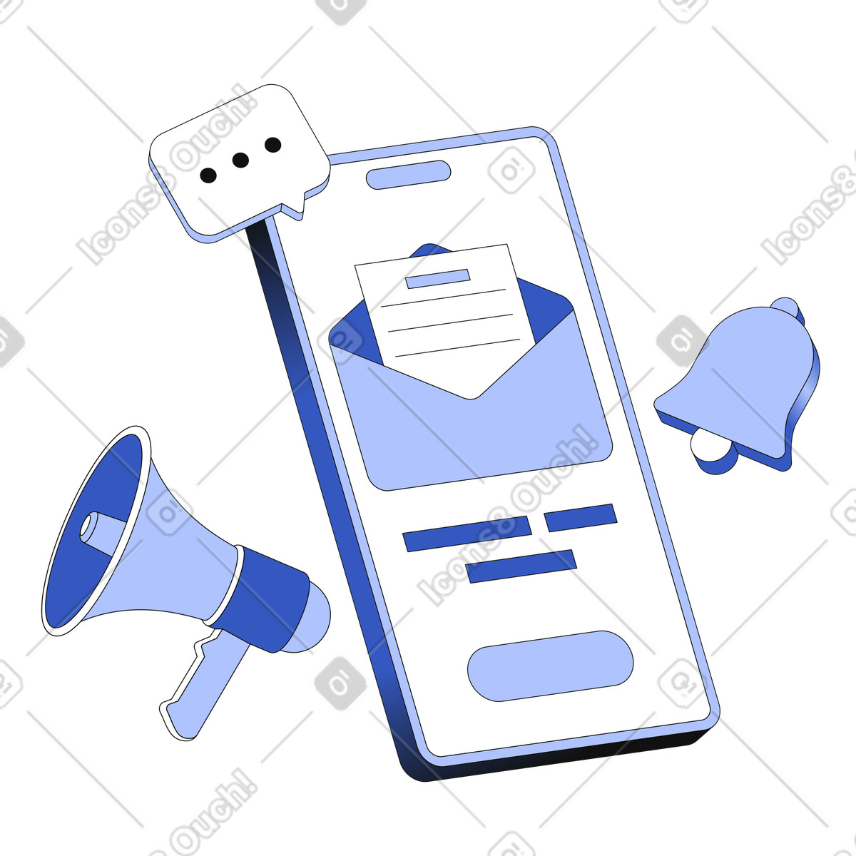 Email marketing and newsletter with new message animated illustration in GIF, Lottie (JSON), AE