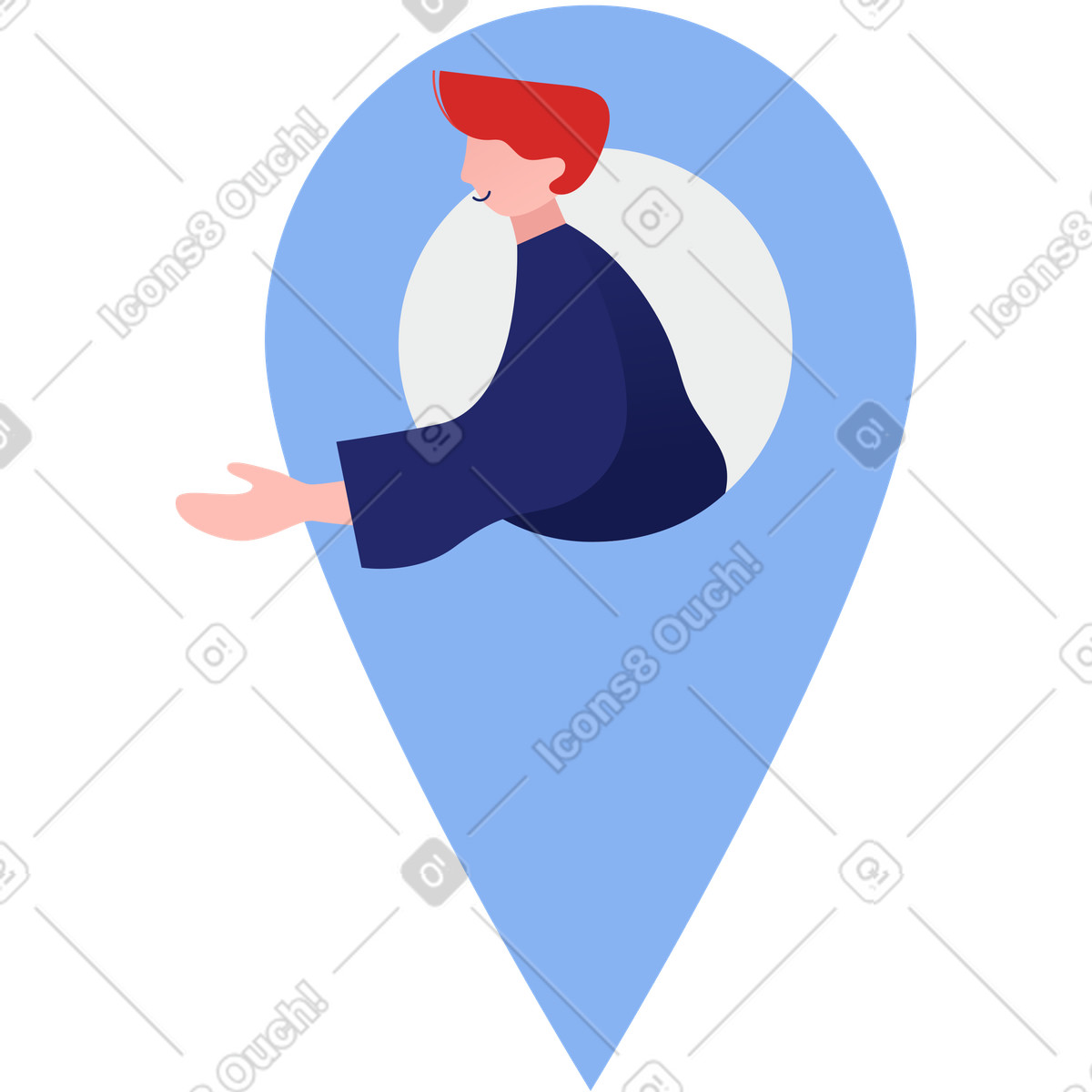 Mann innerhalb der markierungsposition-Illustration im Clip-Stil als Download in PNG, SVG