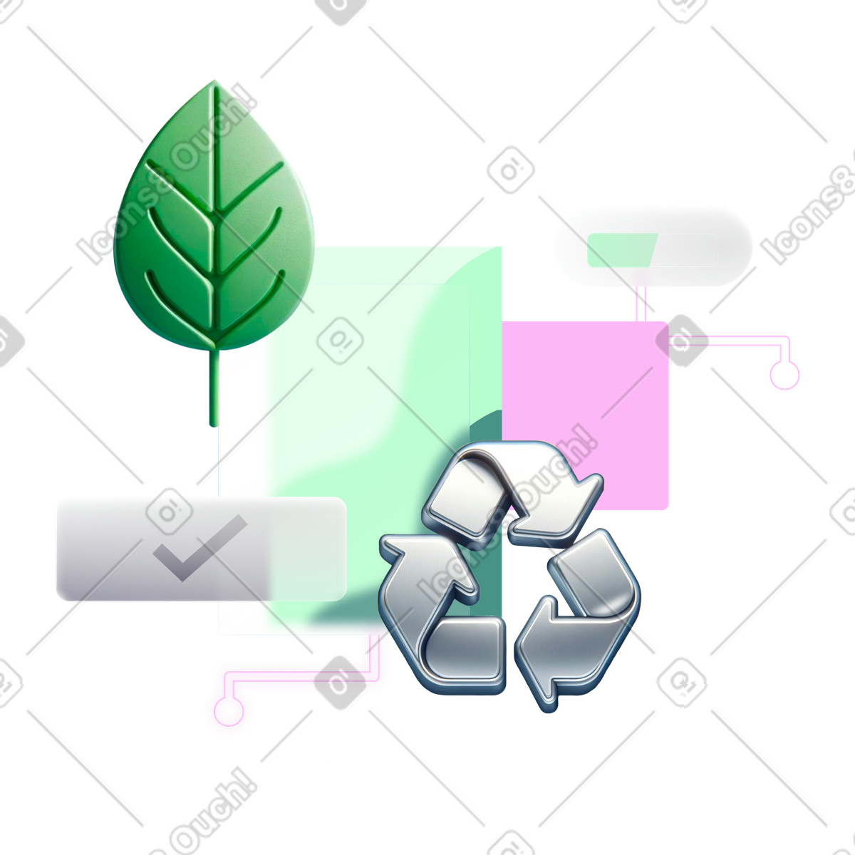 환경 및 생태 인식, 재활용 illustration in Chromed style download in PNG, SVG