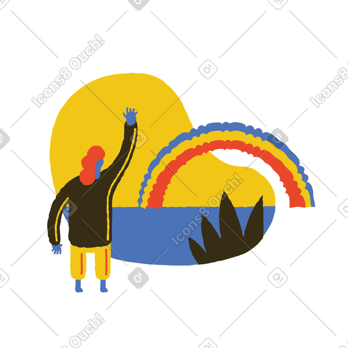 Ilustración Arco iris sobre el lago en estilo Bermuda a descargar en PNG y SVG