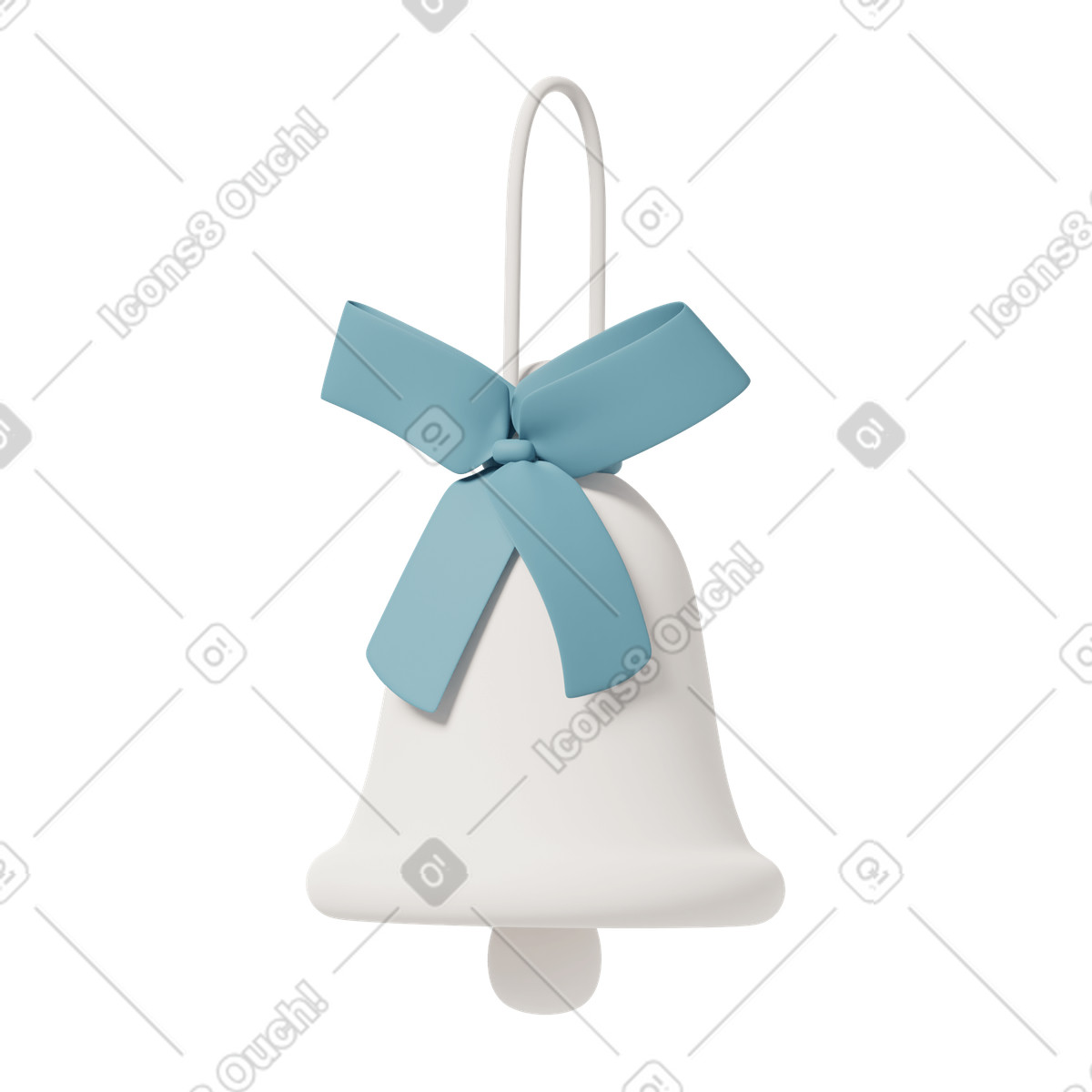 White bell with blue ribbon illustration in 3D Casual life style download in PNG, SVG