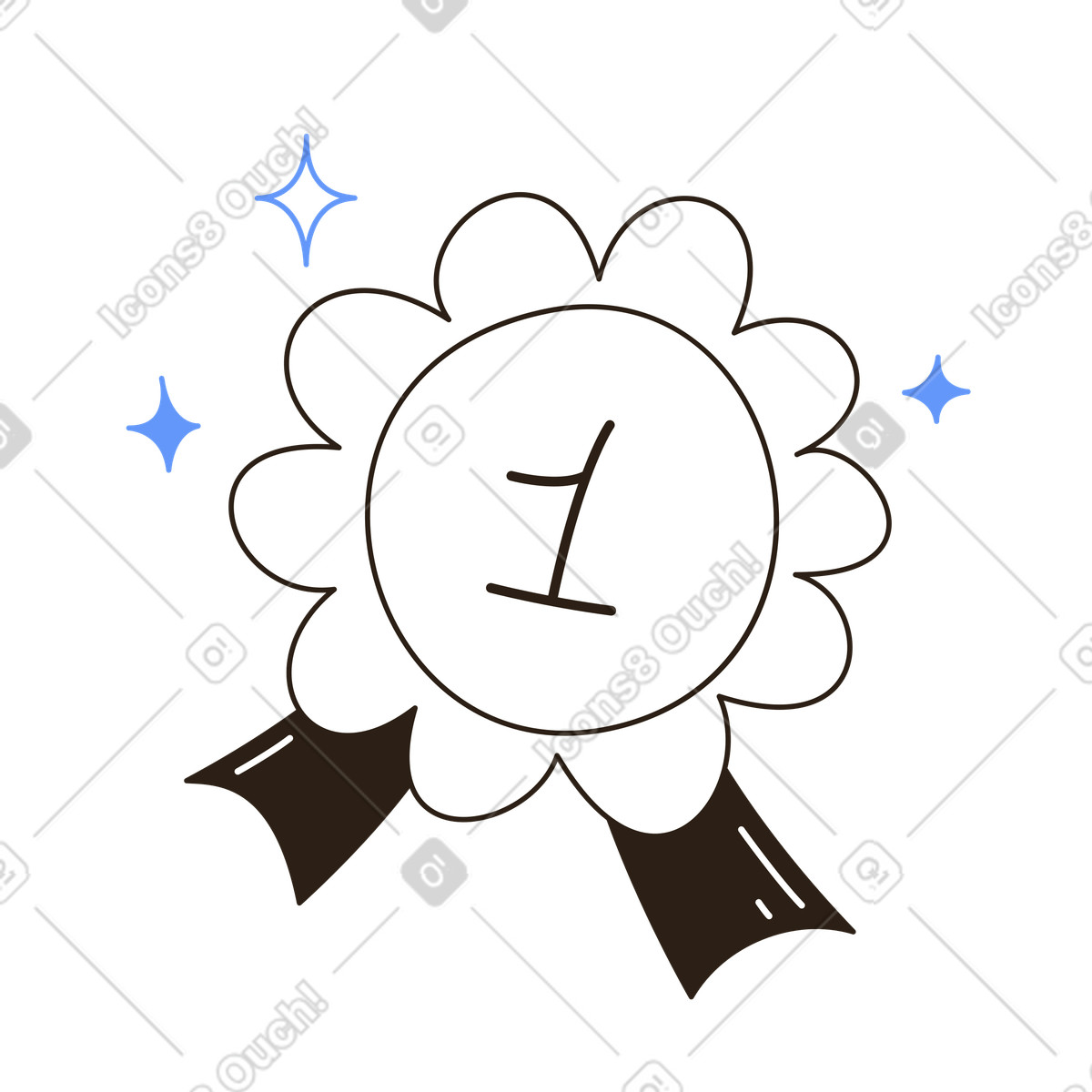 First place award ribbon with sparkles illustration Achievement clipart image in PNG SVG GIF