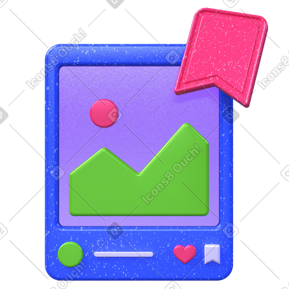 Post immagine con segnalibro, salvato sui social media, segnalibro per contenuti in evidenza illustrazione stile 3D Boost scarica PNG, SVG