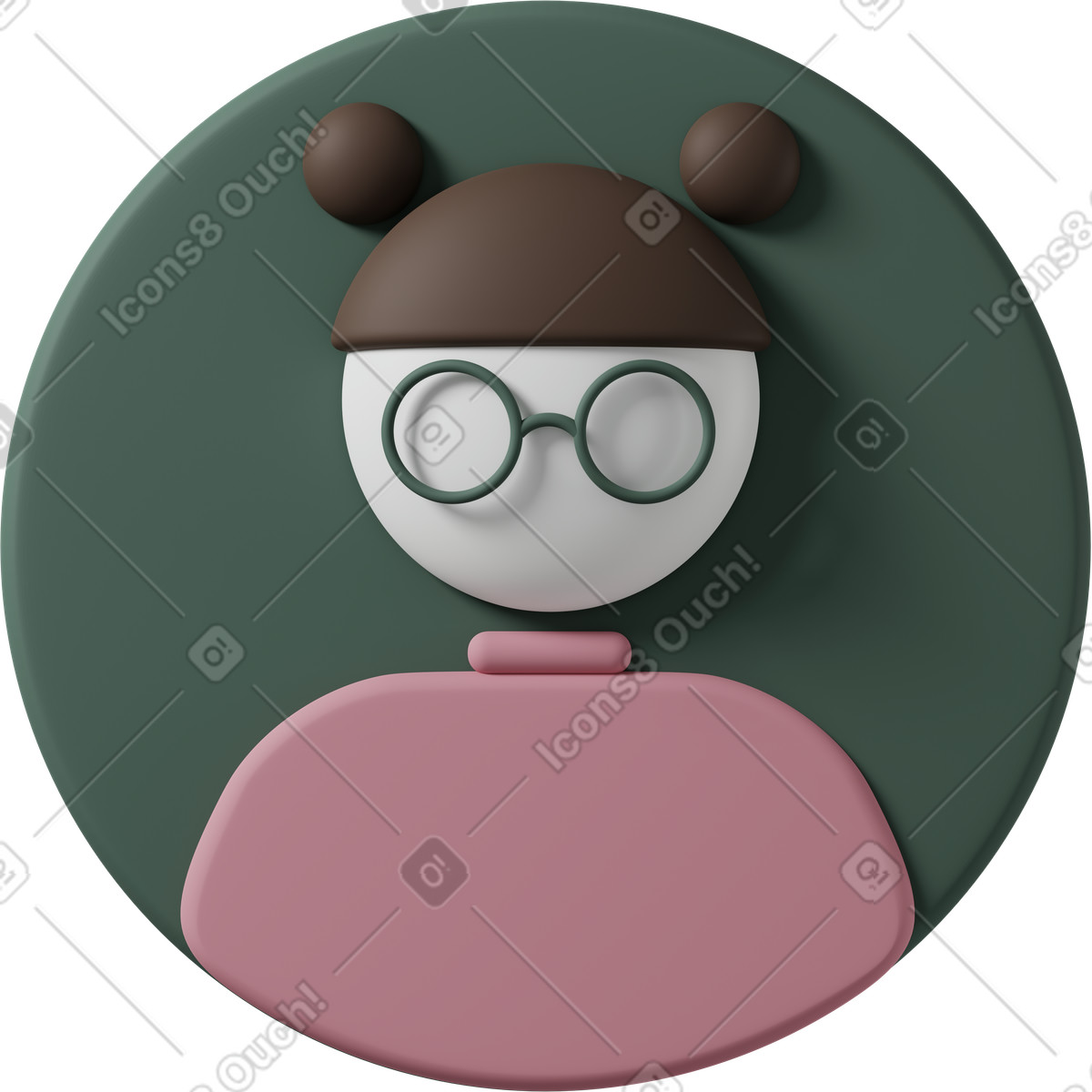 Avatar girl with glasses illustration in 3D Casual life style download in PNG, SVG