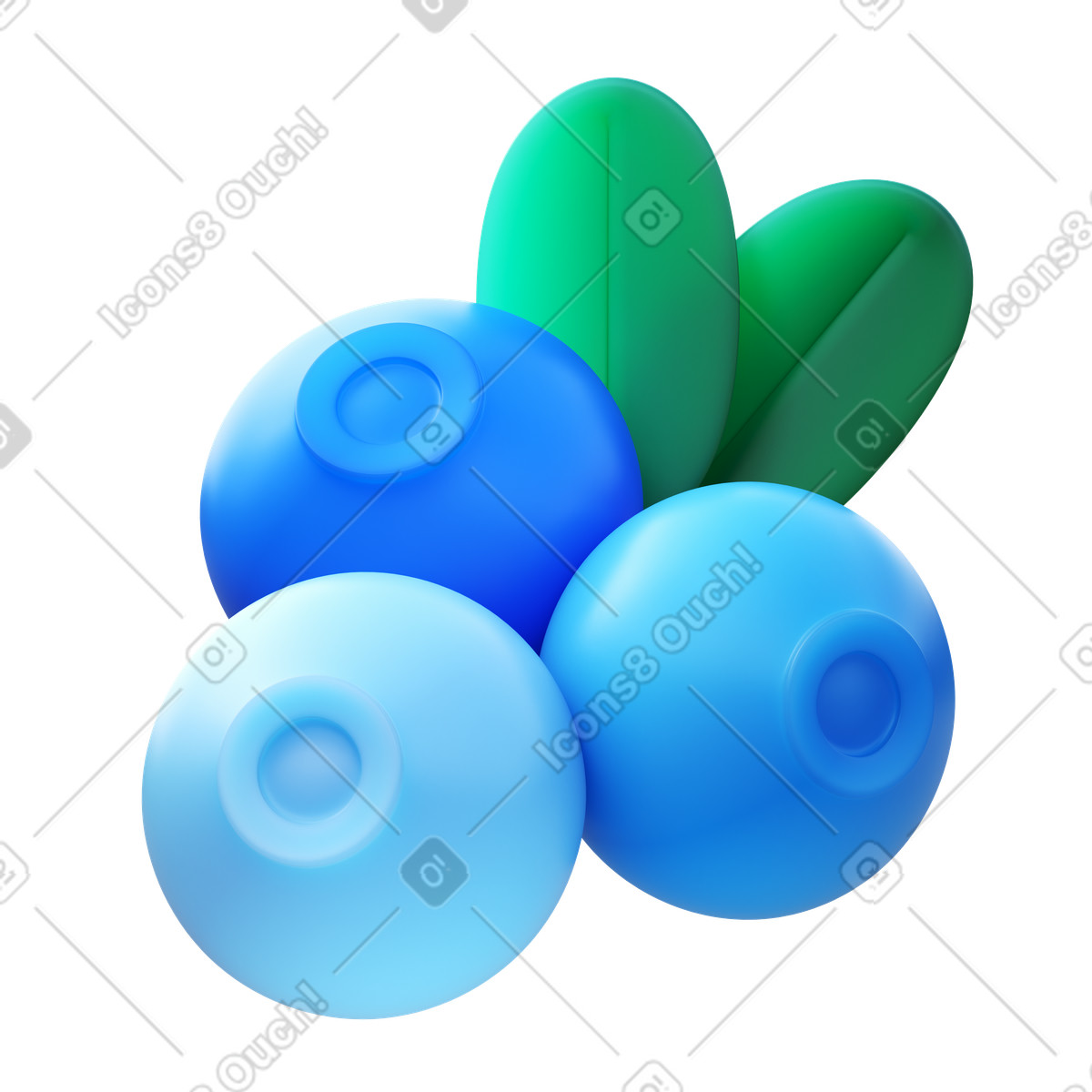 Blaubeere-Illustration im 3D Fluency-Stil als Download in PNG, SVG