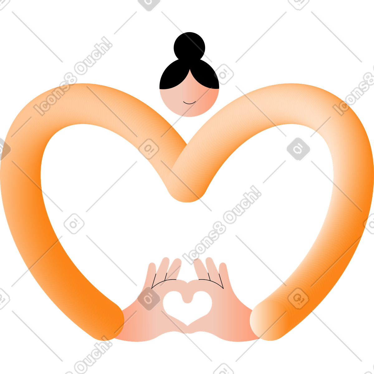 Donna che fa a forma di cuore con le mani illustrazione in stile Knotty scarica in PNG, SVG