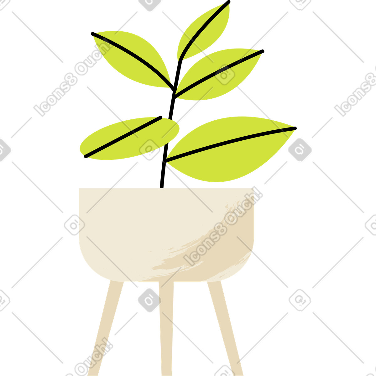 Illustration Fleur dans un pot à pattes le style Juicy télécharger aux formats PNG, SVG