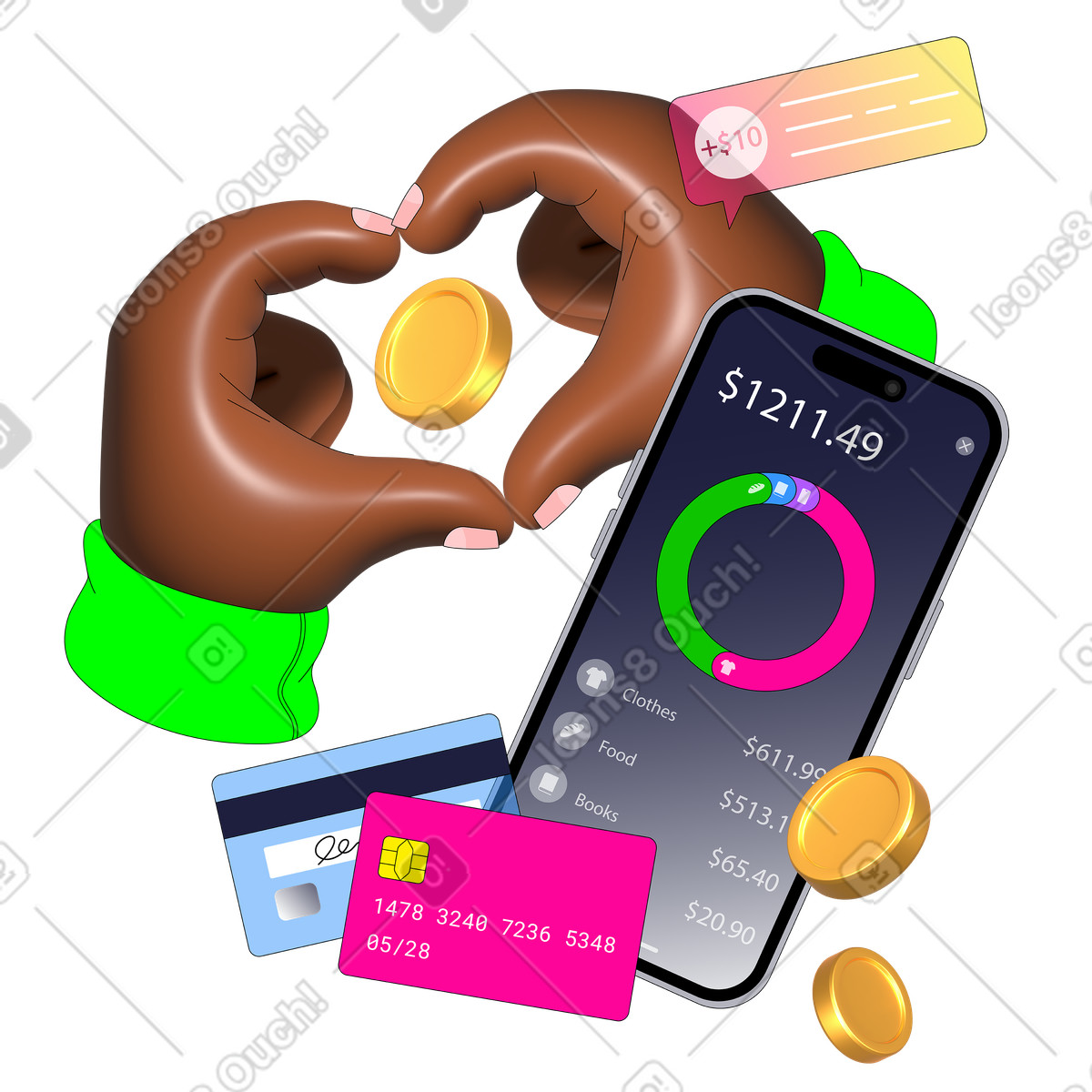 Illustration Application de gestion des finances personnelles dans le style Pop à télécharger aux formats PNG, SVG