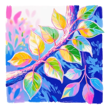 Labia-shaped leaves on a tree branch, blending seamlessly with their natural surroundings.