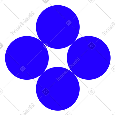 Illustration animée Quatre cercles disposés en losange aux formats GIF, Lottie (JSON) et AE