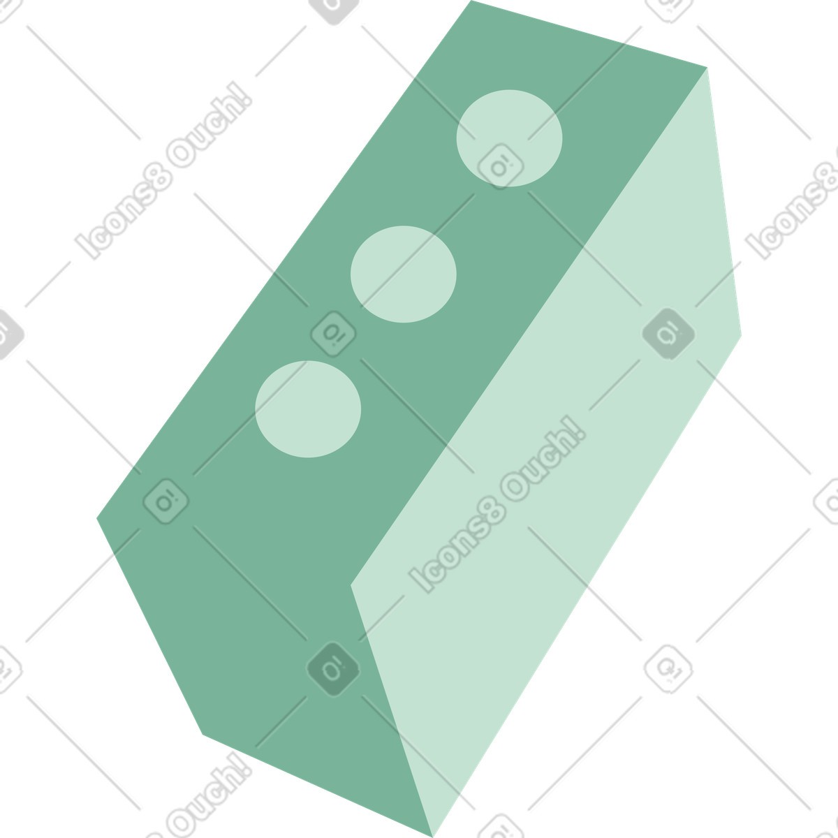 Green contoured lego brick illustration in Kiddo style download in PNG, SVG