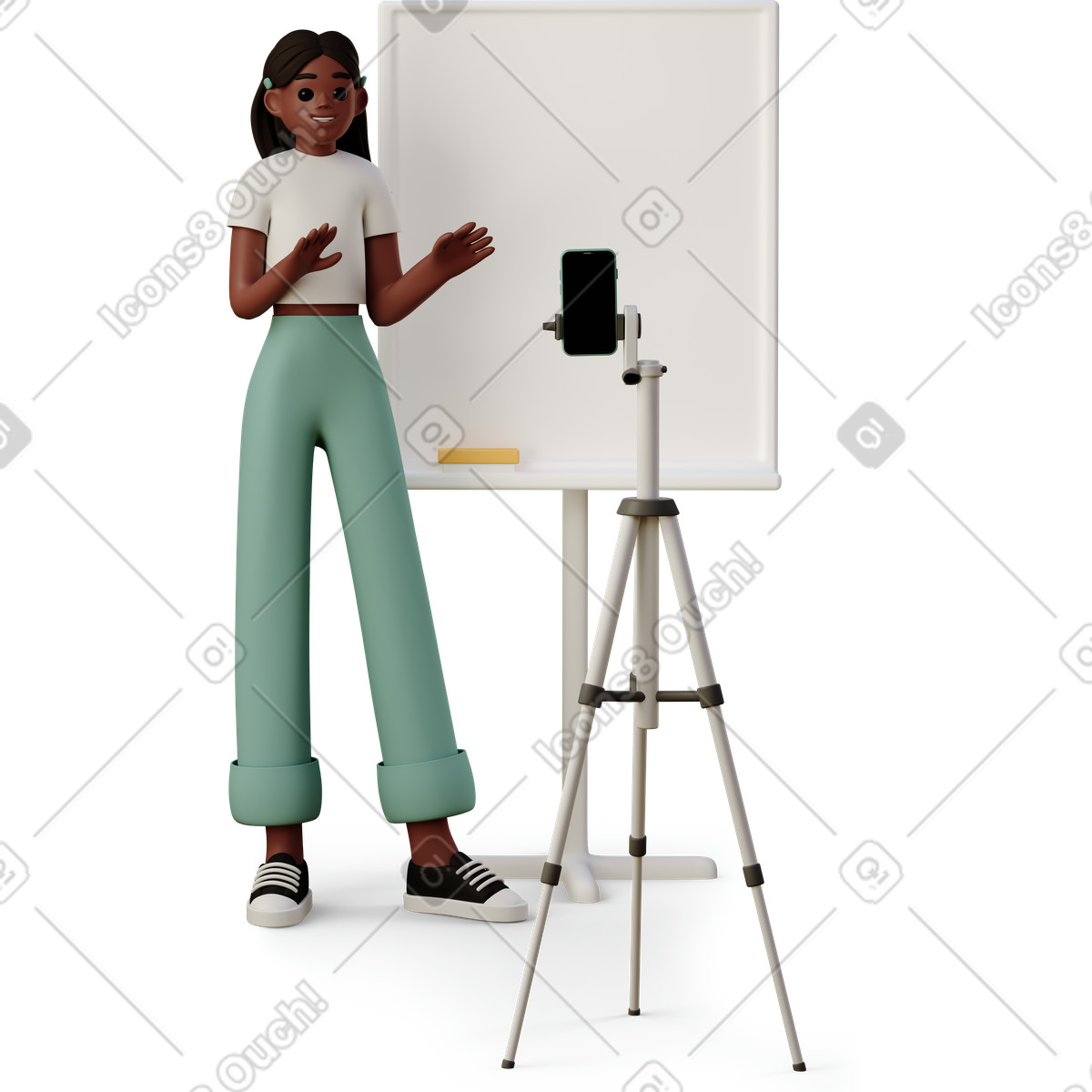 3D Casual life 스타일의 Girl giving an online lesson 일러스트레이션 PNG, SVG 다운로드