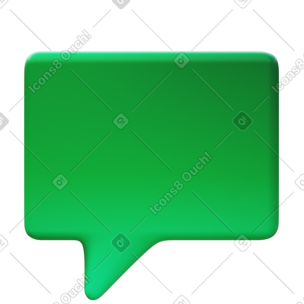 Illustration Speech bubble with bright green square shape dans le style 3D Fluency à télécharger aux formats PNG, SVG