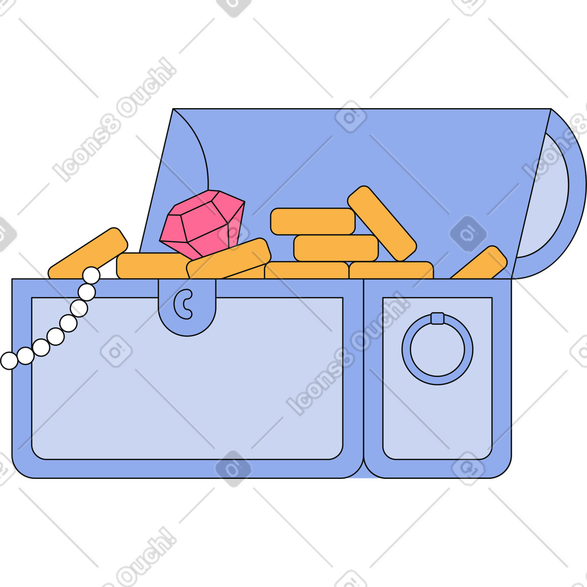 Opened treasure chest illustration in Bloom style download in PNG, SVG